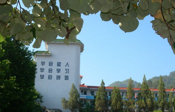 罗甸县中等职业学校绿树成荫的校园