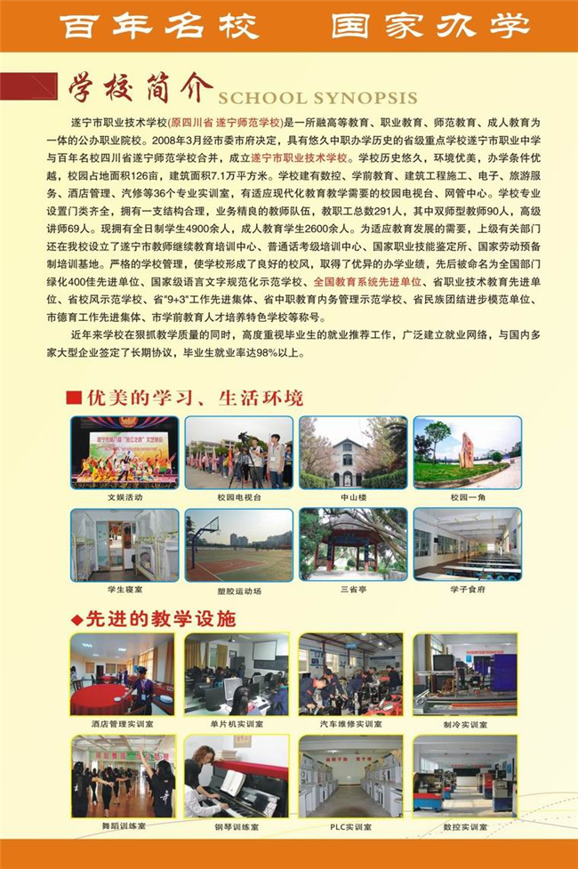 2020年遂宁市职业技术学校招生简介