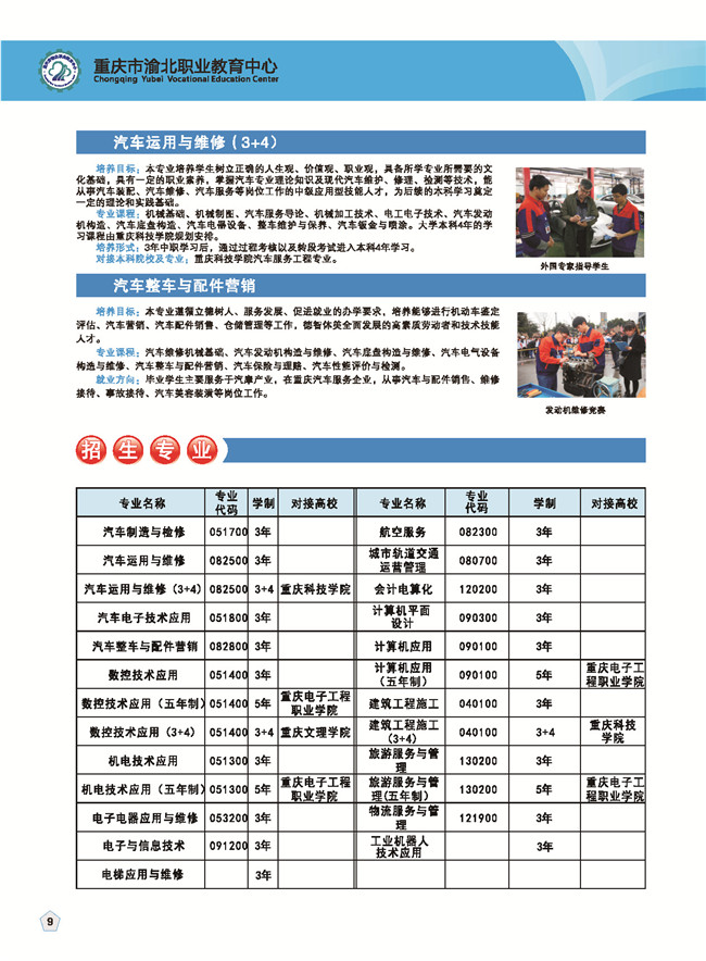 2020年重庆市渝北职业教育中心招生简章