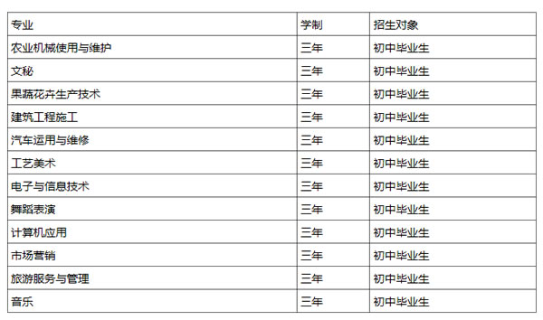 鲁甸县职业技术高级中学专业分类
